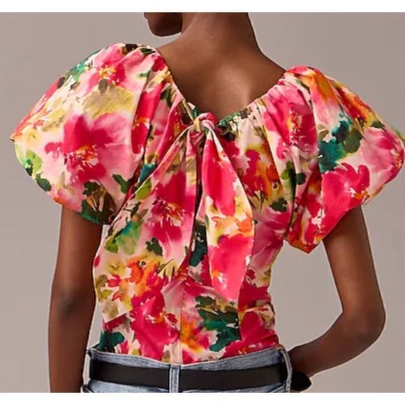 J. Crew Cecily Top Tie Back Floral Stretch Cotton NWT 4 - Picture 2 of 9